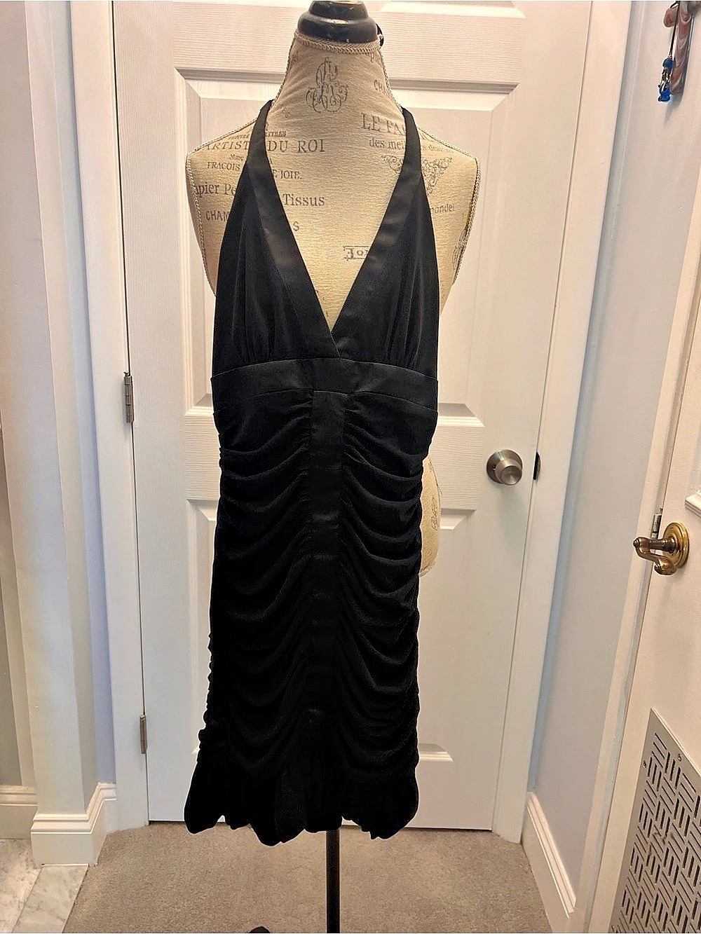 Cache Black Ruched Halter Maxi Dress